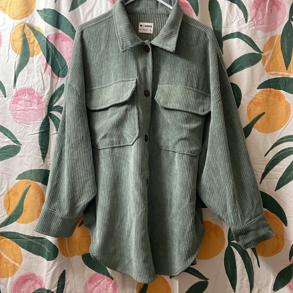 Green Cisono Corduroy Shirt - Picture 3 of 7